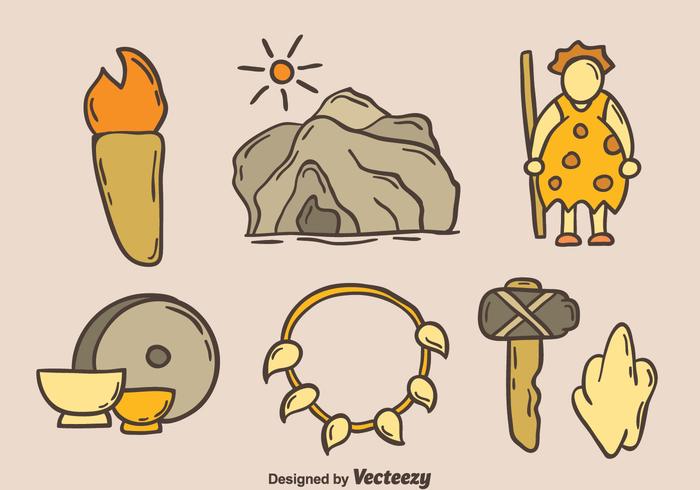 Hand Drawn Cave Man Element Vector