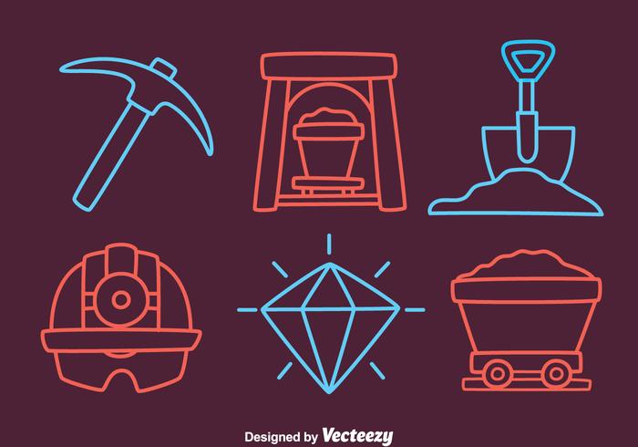 Cave Mine Element Icons Vector
