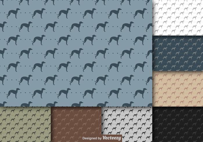 Vector de repetición de Whippet Dog Icon Pattern