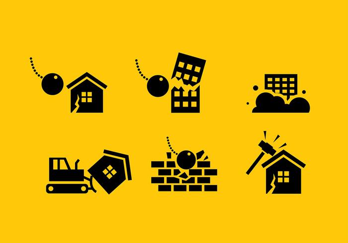 Buildings Demolition Icon Free Vector