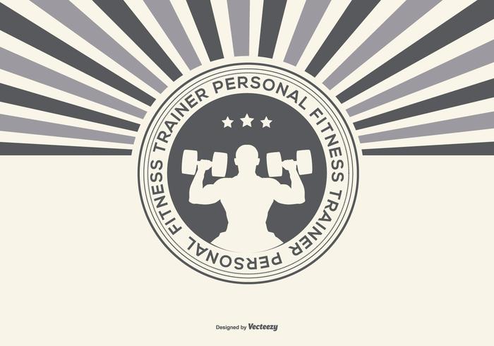 Ilustración Retro Personal Trainer Fitness vector