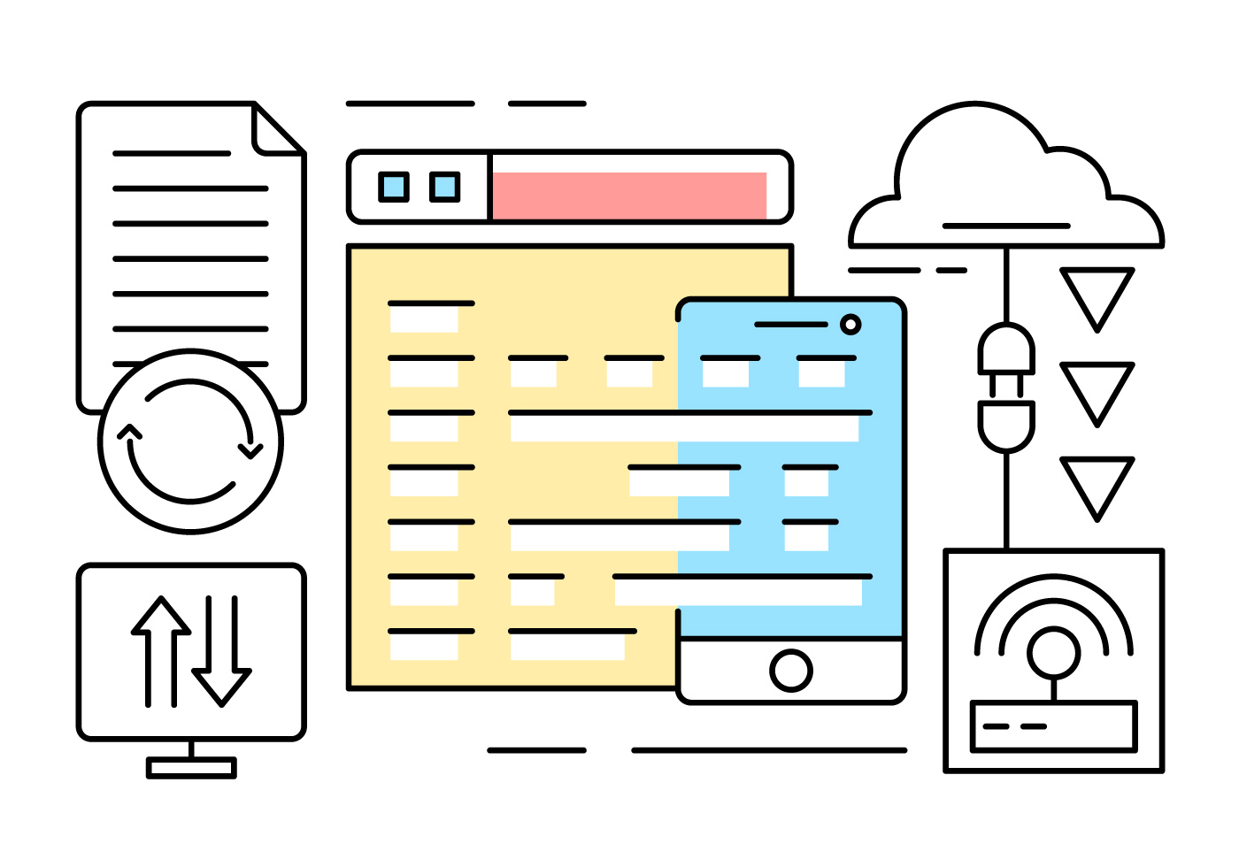 Linear Vector Elements About Networking 152180 Vector Art at Vecteezy