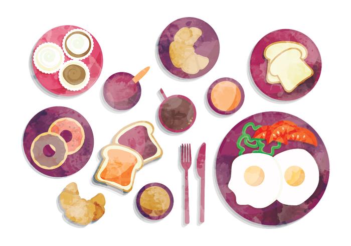 Vector Watercolor Breakfast Illustration Vector Watercolor Breakfast Illustration