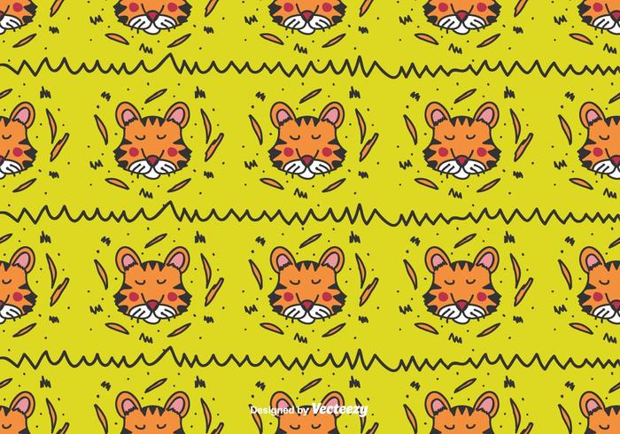 Doodle Tiger Vector Pattern