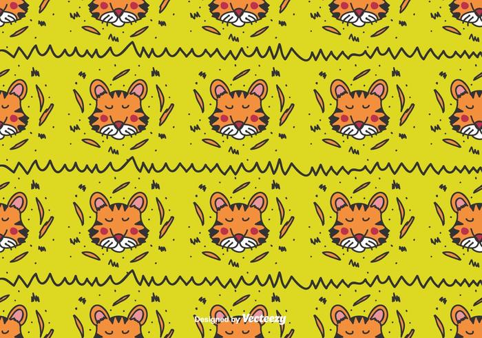 Doodle Tiger Vector Pattern