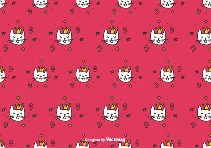 Doodle Cat queen Vector Pattern Doodle Cat queen Vector Pattern