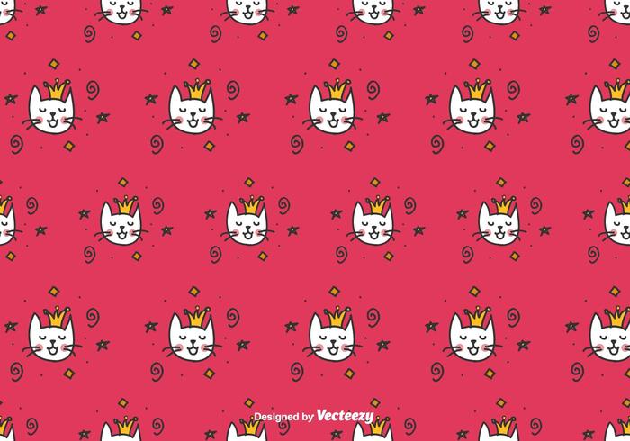 Doodle Cat queen Vector Pattern