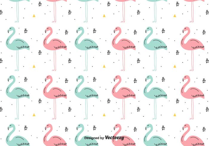 Hand Drawn Flamingo Vector Background