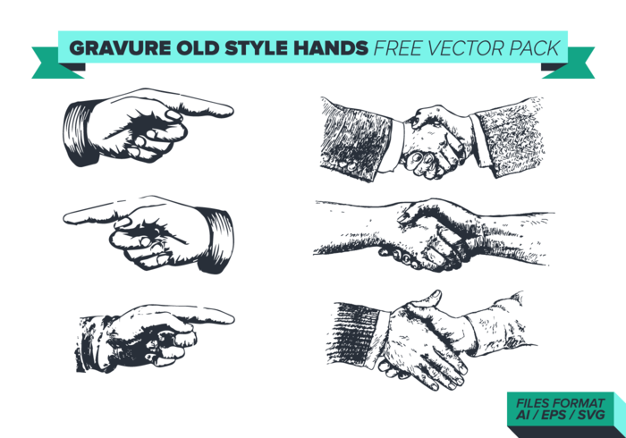 Gravure Old Style Hands Free Vector Pack Gravure Old Style Hands Free Vector Pack