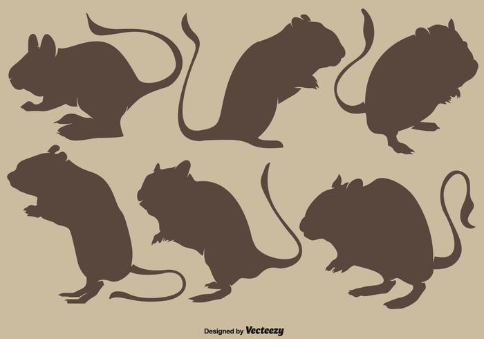 Colección De Vector Siluetas Marrón De Gerbil Roedores