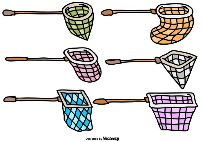 Vector Butterfly Net Cartoon Icon Set