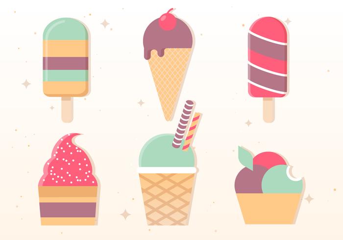 Iconos libres del helado del diseño del diseño plano vector