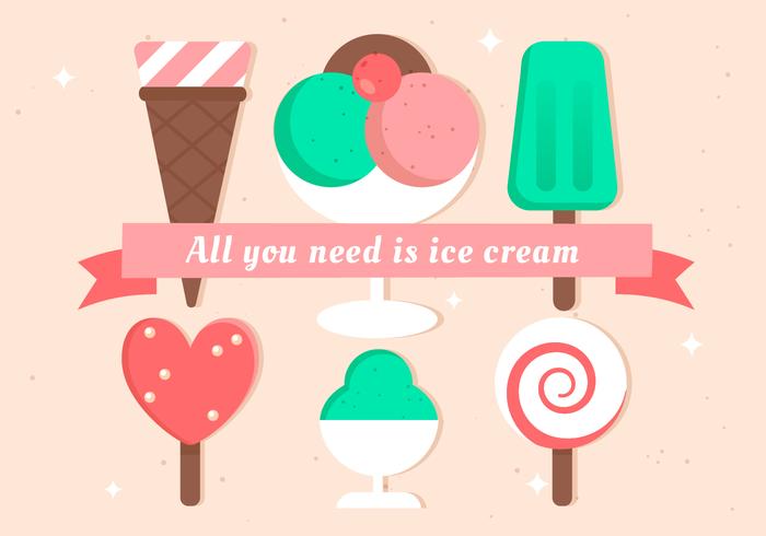 Libre de diseño plano Vector Ice Cream Set