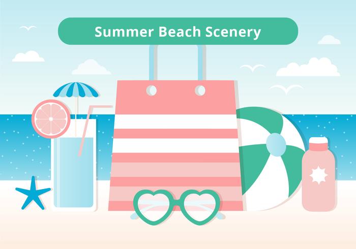 Free Design Vector Summer Time Scenery