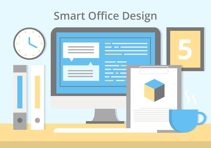 Free Flat Design Vector Smart Office 