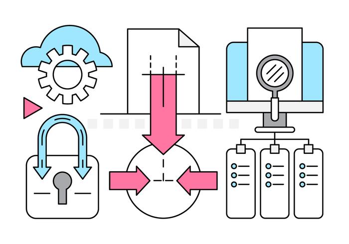 Iconos de distribución de datos gratuitos vector