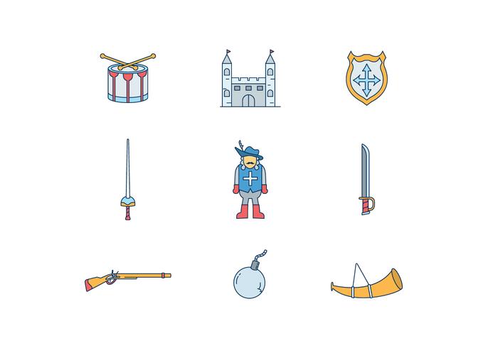 Iconos de mosqueteros vector