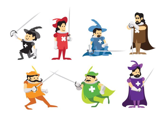 Vector mosquetero de dibujos animados