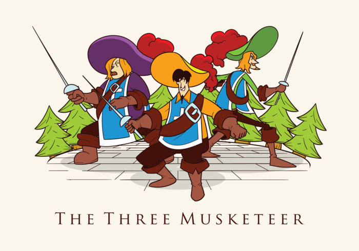 Three Musketeers Vector Illustration