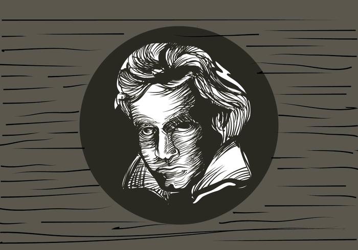 Litografía de Bethoven vector