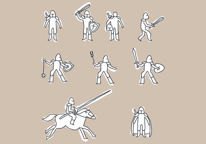 Set Of Cavalry Doodles vector