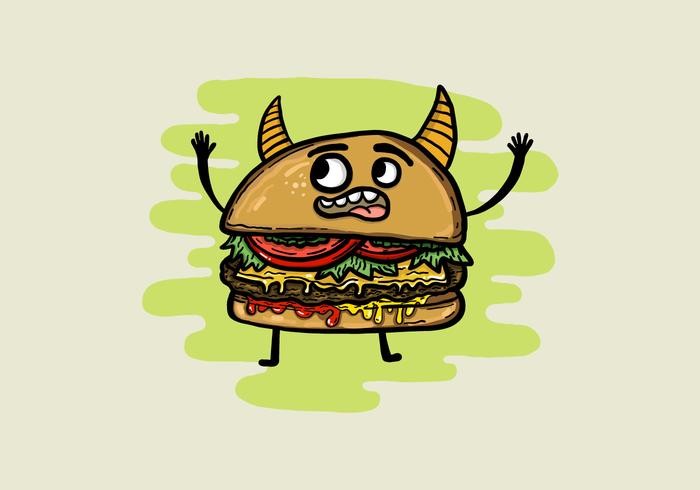 Demon cheeseburger man vector