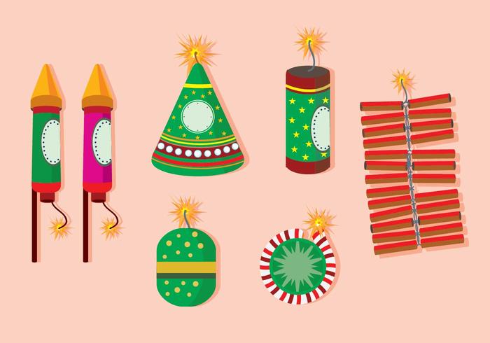 Diwali Fire Crackers Flat Vector