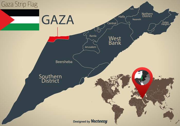 Israel Map And Gaza Strip Country Location vector