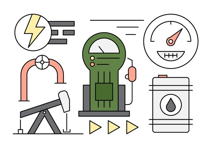 Iconos de combustible lineal vector