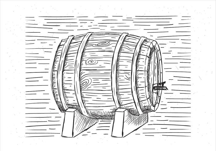 Vector Hand Drawn Vine Barrel Illustration