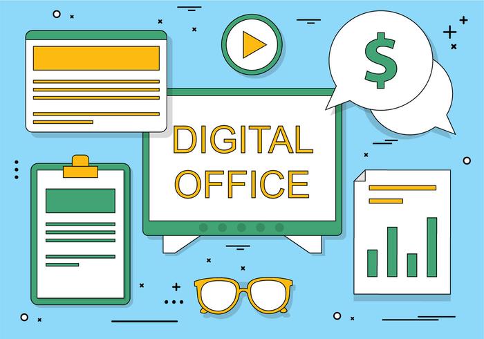 Flat Design Vector Digital Office Icons