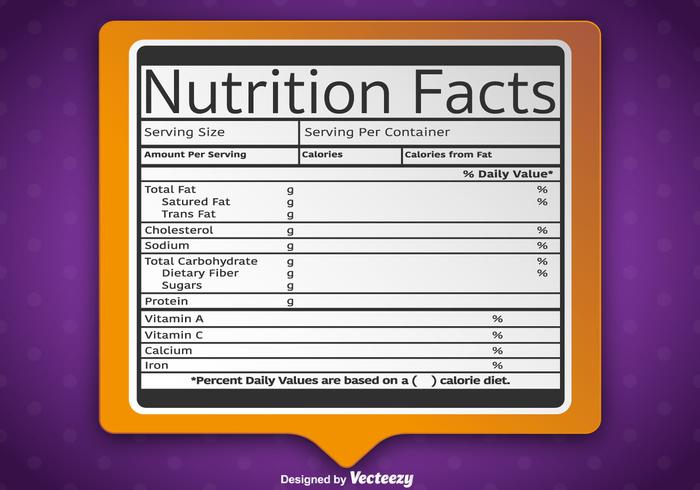 Etiqueta de información nutricional de los vectores