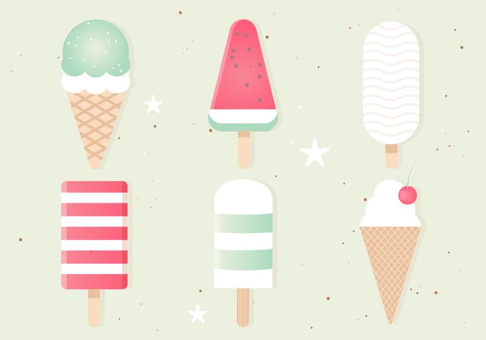 Free Flat Design Vector Ice Cream Set