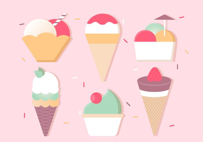 Iconos libres del helado del diseño del diseño plano vector