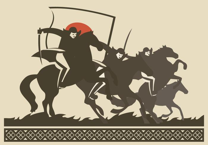 Japanesse Cavalry Vector Silhouette Illustration 