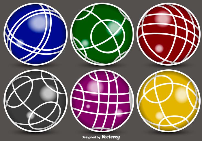 Iconos De Color De Bolas De Bocce De Vector