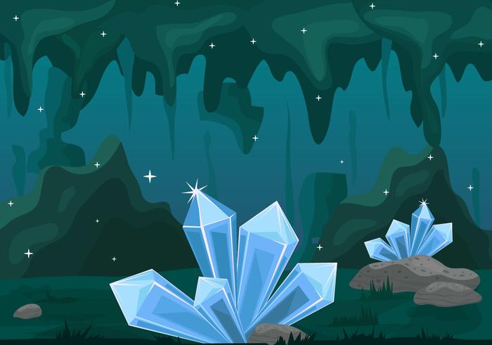 Inside The Cavern With The Cristal Stone Background vector