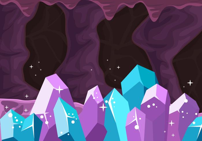 Inside The Cavern With The Cristal Stone Background vector