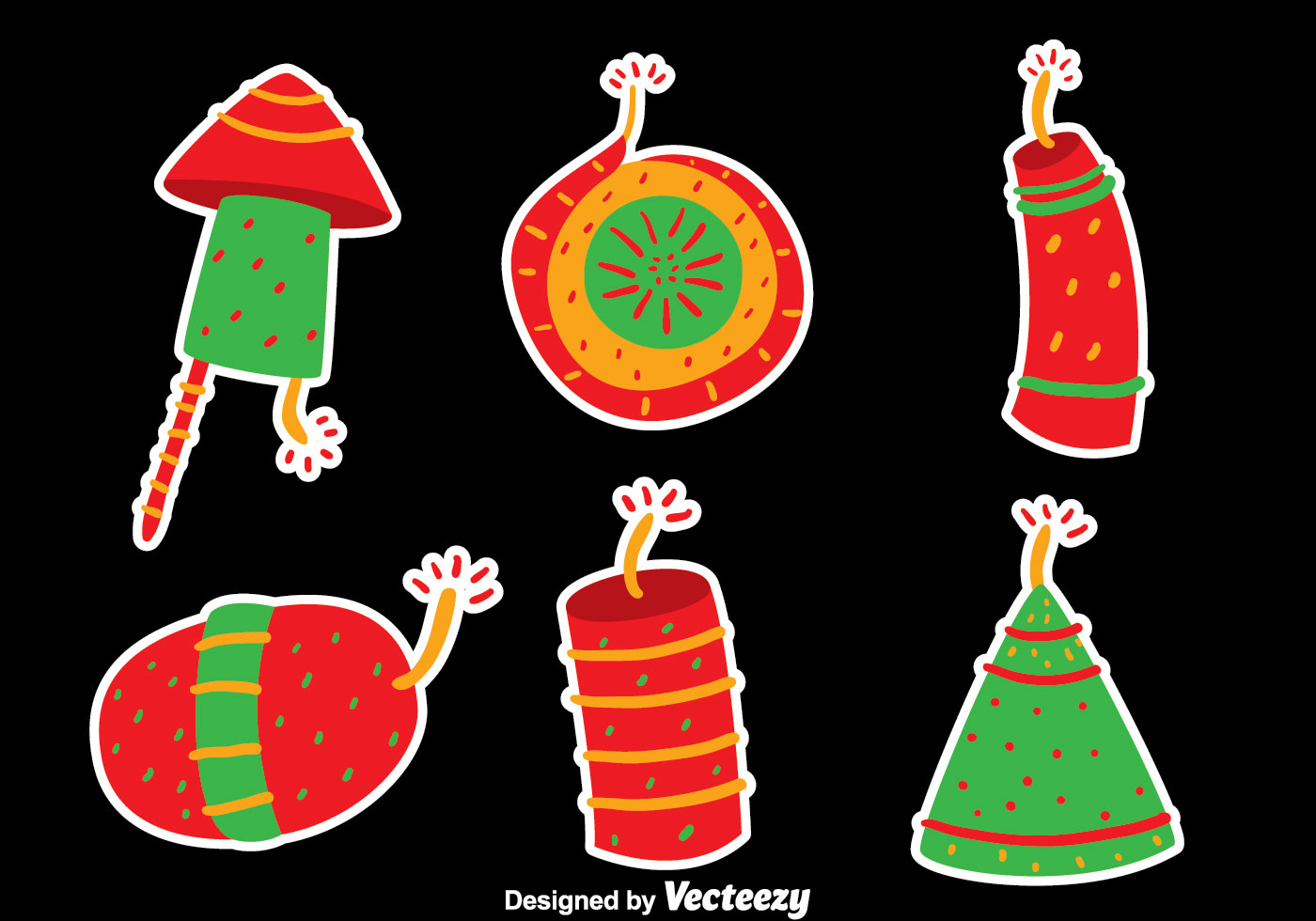 Diwali Crackers On Black Vector 152680 Vector Art at Vecteezy