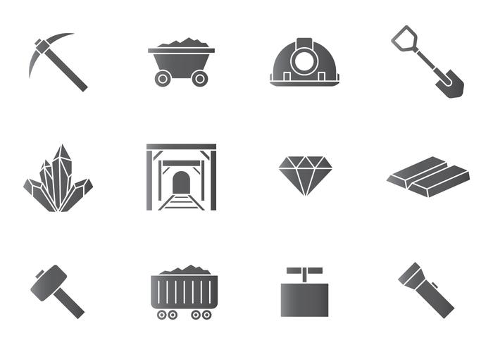 Iconos de minería vector