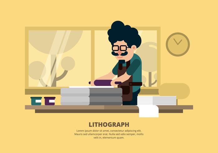 Ilustración de litografía vector