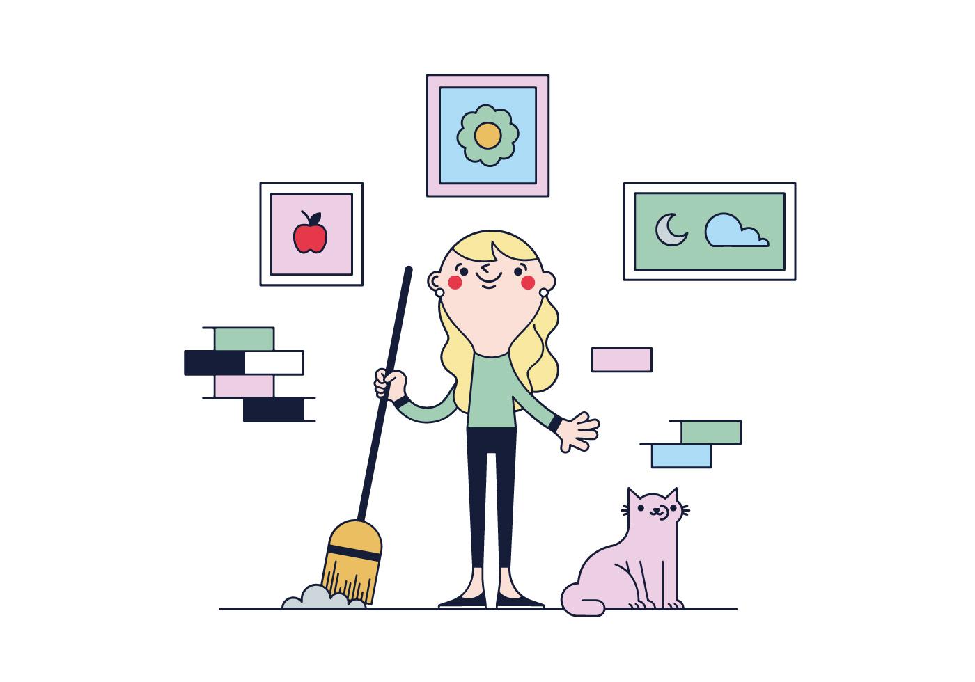 Woman Sweeping House Vector 152724 Vector Art at Vecteezy
