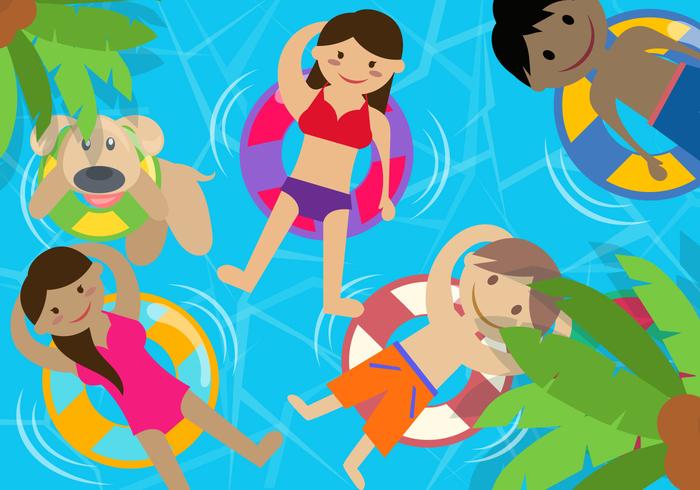 Fiesta de piscina para niños en el verano vector