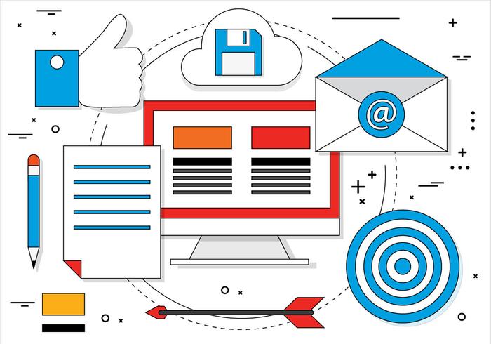 Iconos de medios digitales libres del vector del diseño plano