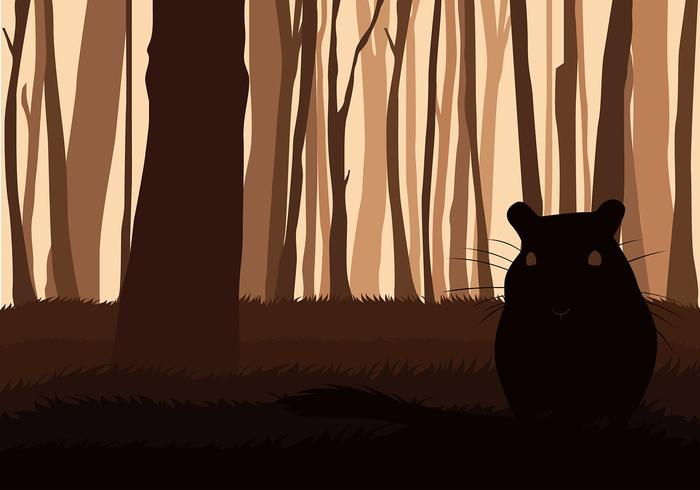 Gerbil Silhouette Forest Free Vector