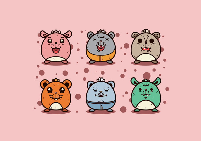 Set of Gerbil Cartoons vector