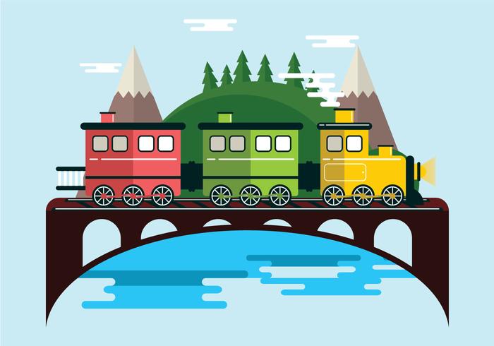 Tren de vapor en el paisaje vector