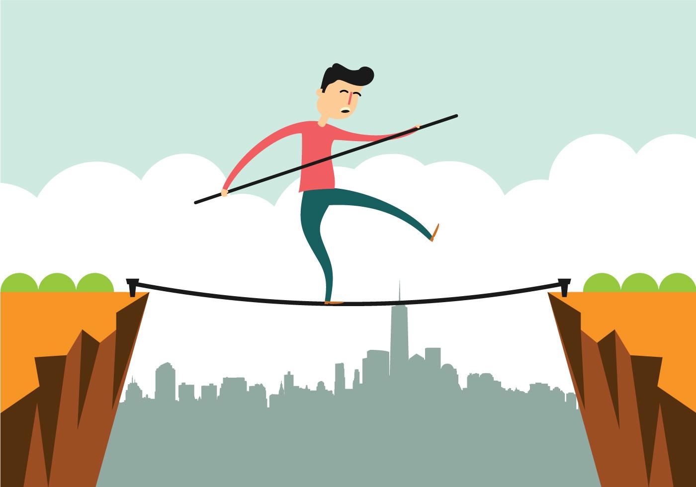 Tightrope Walker Over City Buildings 152799 Vector Art at Vecteezy