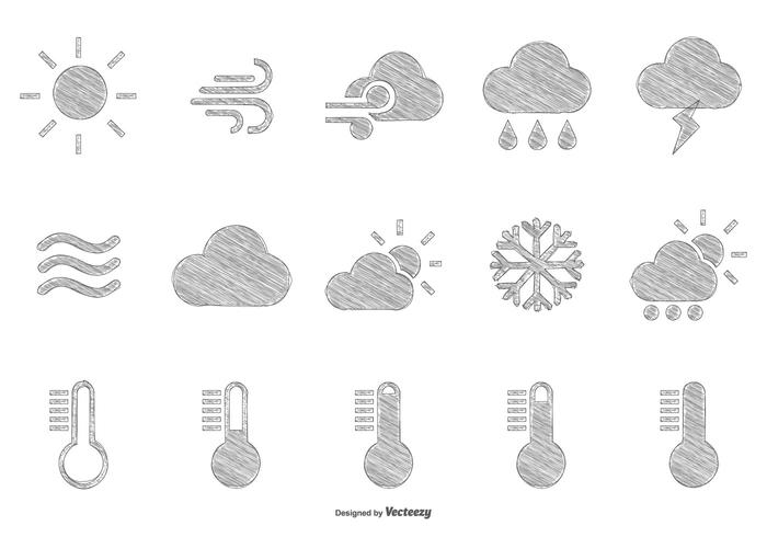 Sketchy Hand Drawn Style Weather Icons vector