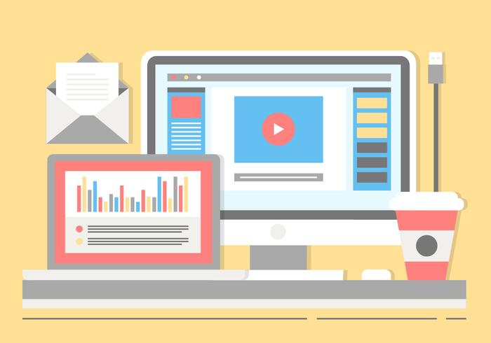 Free Flat Design Vector Smart Office Free Flat Design Vector Smart Office